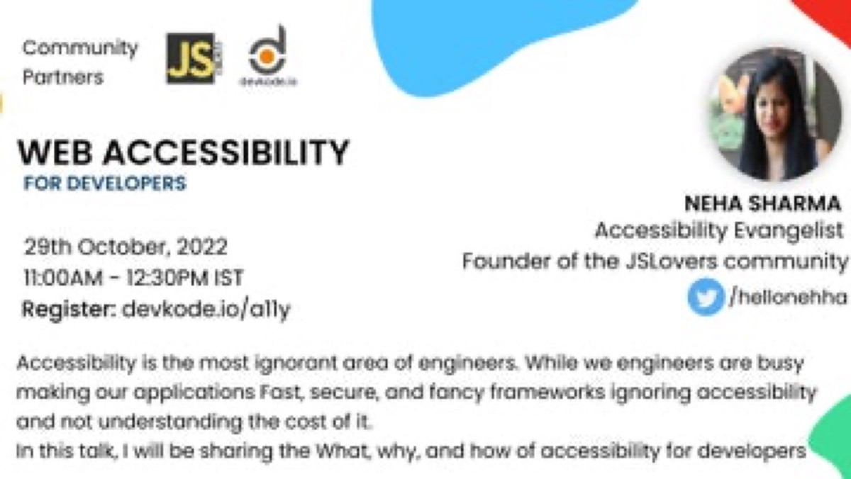 Web Accessibility For Developers — JavaScript Meetup